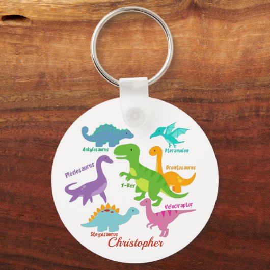 Cute Kinder Dinosaur Names Sleutelhanger (Voorkant)