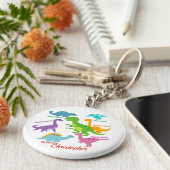 Cute Kinder Dinosaur Names Sleutelhanger (Zijkant)
