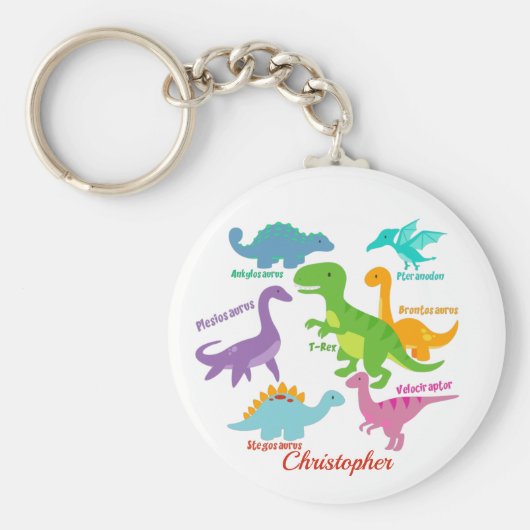 Cute Kinder Dinosaur Names Sleutelhanger (Voorkant)