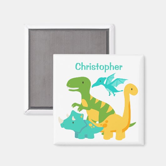 Cute Kinder Dinosaur Personalized Magneet (Voorkant / Achterkant)