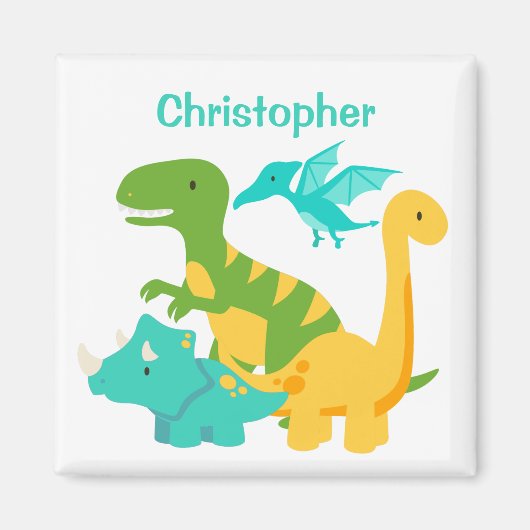 Cute Kinder Dinosaur Personalized Magneet (Voorkant)