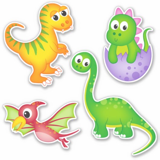 Cute Kinder Dinosaur Sticker (Voorkant)