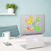 Cute Kinder Dinosaur Sticker (Laptop op bureau)