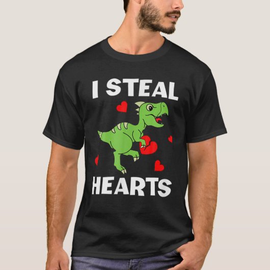 Cute Kinder Dinosaur Valentijnsdag Lover I Steal H T-shirt (Voorkant)