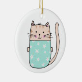 Cute kinder floral cat-illustratie keramisch ornament (Rechts)