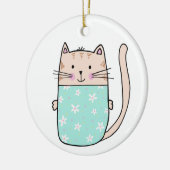 Cute kinder floral cat-illustratie keramisch ornament (Links)