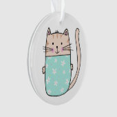 Cute kinder floral cat-illustratie ornament (voorkant)
