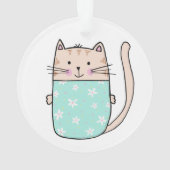 Cute kinder floral cat-illustratie ornament (achterkant)