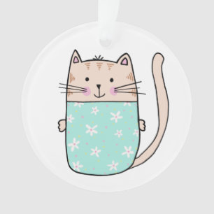 Cute kinder floral cat-illustratie ornament