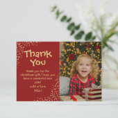 Cute Kinder Gold Glitter-fotokerstmis Bedankkaart (Staand voorkant)