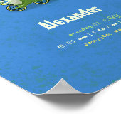 Cute Kinder Green Dinosaur op Trike Boy Birth Stat Poster (Hoek)