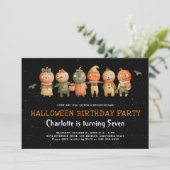 Cute Kinder Halloween Birthday Invitation Kaart (Staand voorkant)