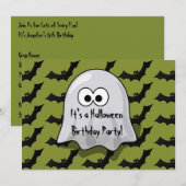 Cute Kinder Halloween Birthday Party Ghost and Bat Kaart (Voorkant / Achterkant)