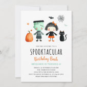 Cute Kinder Halloween Birthday Party Invitation Kaart (Voorkant)