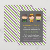 Cute Kinder Halloween Birthday Party Invitations Kaart (Voorkant / Achterkant)