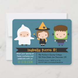 Cute Kinder Halloween Birthday Party Invitations Kaart