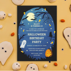Cute Kinder Halloween Birthday Party Invitations Kaart
