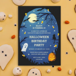 Cute Kinder Halloween Birthday Party Invitations Kaart