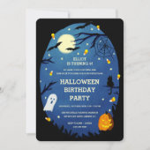 Cute Kinder Halloween Birthday Party Invitations Kaart (Voorkant)