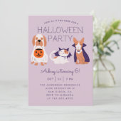 Cute Kinder Halloween Birthday Party Kaart (Staand voorkant)