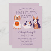 Cute Kinder Halloween Birthday Party Kaart (Voorkant / Achterkant)