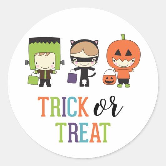 Cute kinder Halloween Birthday Trick or treat Part Ronde Sticker (Voorkant)