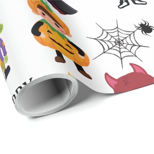 Cute Kinder Halloween Costume Party Cadeaupapier (Rol Hoek)