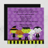 Cute Kinder Halloween Costume Party Invitation Kaart (Voorkant / Achterkant)