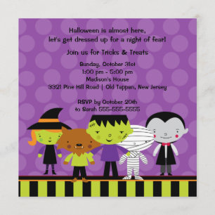 Cute Kinder Halloween Costume Party Invitation Kaart