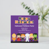 Cute Kinder Halloween Costume Party Invitation Kaart (Staand voorkant)