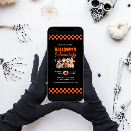 Cute Kinder Halloween Costume Party Kaart