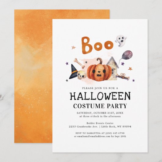 Cute Kinder Halloween Costume Party Kaart (Voorkant / Achterkant)