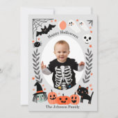 Cute Kinder Halloween-fotokaart Aankondiging (Voorkant)