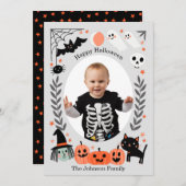 Cute Kinder Halloween-fotokaart Aankondiging (Voorkant / Achterkant)