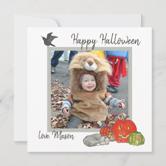 Cute Kinder Halloween-fotokaart Kaart (Voorkant)