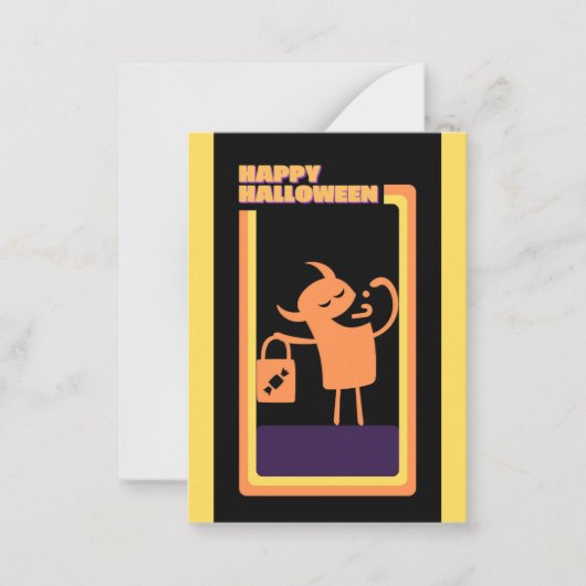 Cute Kinder Halloween Monster Trick or treat Notitiekaartje (Voorkant)