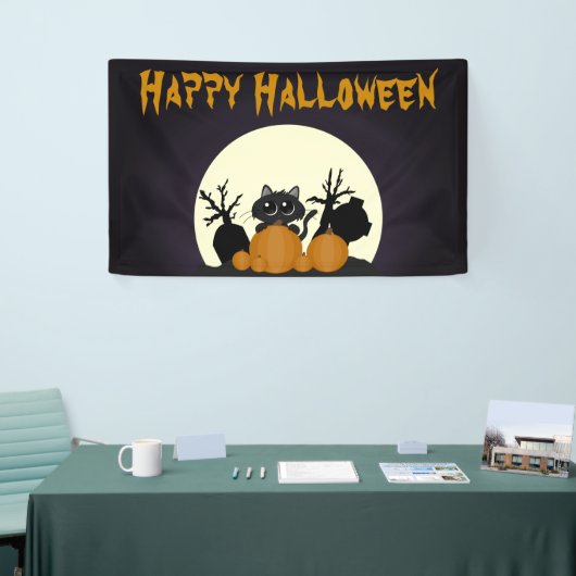 Cute Kinder Halloween Party Black Cat Graveyard Spandoek (Beurs)