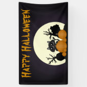 Cute Kinder Halloween Party Black Cat Graveyard Spandoek (Verticaal)