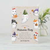 Cute Kinder Halloween Party Invitation Kaart (Staand voorkant)