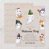 Cute Kinder Halloween Party Invitation Kaart (Voorkant / Achterkant)