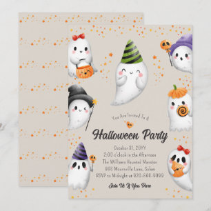 Cute Kinder Halloween Party Invitation Kaart