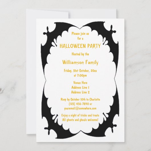 Cute  Kinder Halloween Party Kaart (Achterkant)