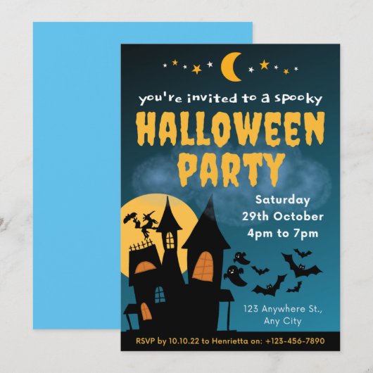 Cute Kinder Halloween Party Kaart (Voorkant / Achterkant)