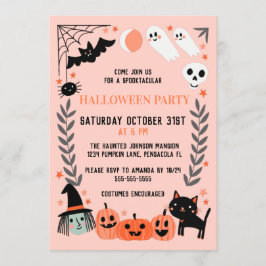 Cute Kinder Halloween Party Kaart