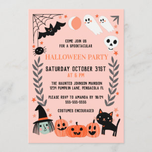 Cute Kinder Halloween Party Kaart