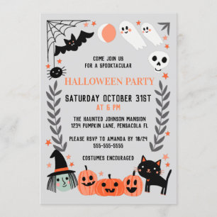 Cute Kinder Halloween party Kaart
