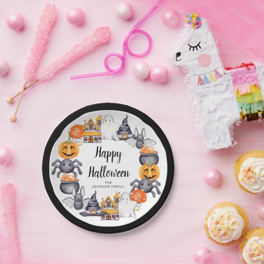 Cute Kinder Halloween Party Papieren Bordje (Feest)