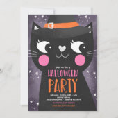 Cute Kinder Halloween Party Witches Cat Spooky Kaart (Voorkant)