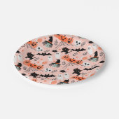 Cute Kinder Halloween patroon roze Papieren Bordje (Gekanteld)