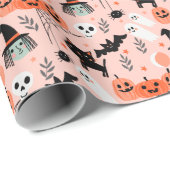 Cute Kinder Halloween Pattern Cadeaupapier (Rol Hoek)